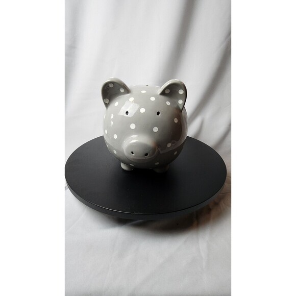 Lila & Jack Other - 2020 Lila & Jack Brand Ceramic Gray W/white Polka Dot Piggy Bank - 7" Tall, 9" L